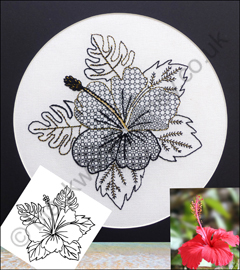 CH0436 - Blackwork Hibiscus - 5.00 GBP